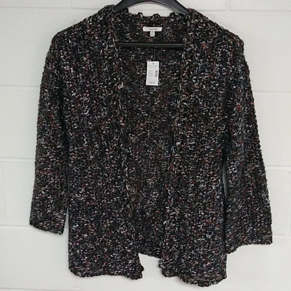 MAURICES NATURE COLORED, CHUNKY, SOFT, OPEN FRONT, CARDIGAN W/GOLD THREADS